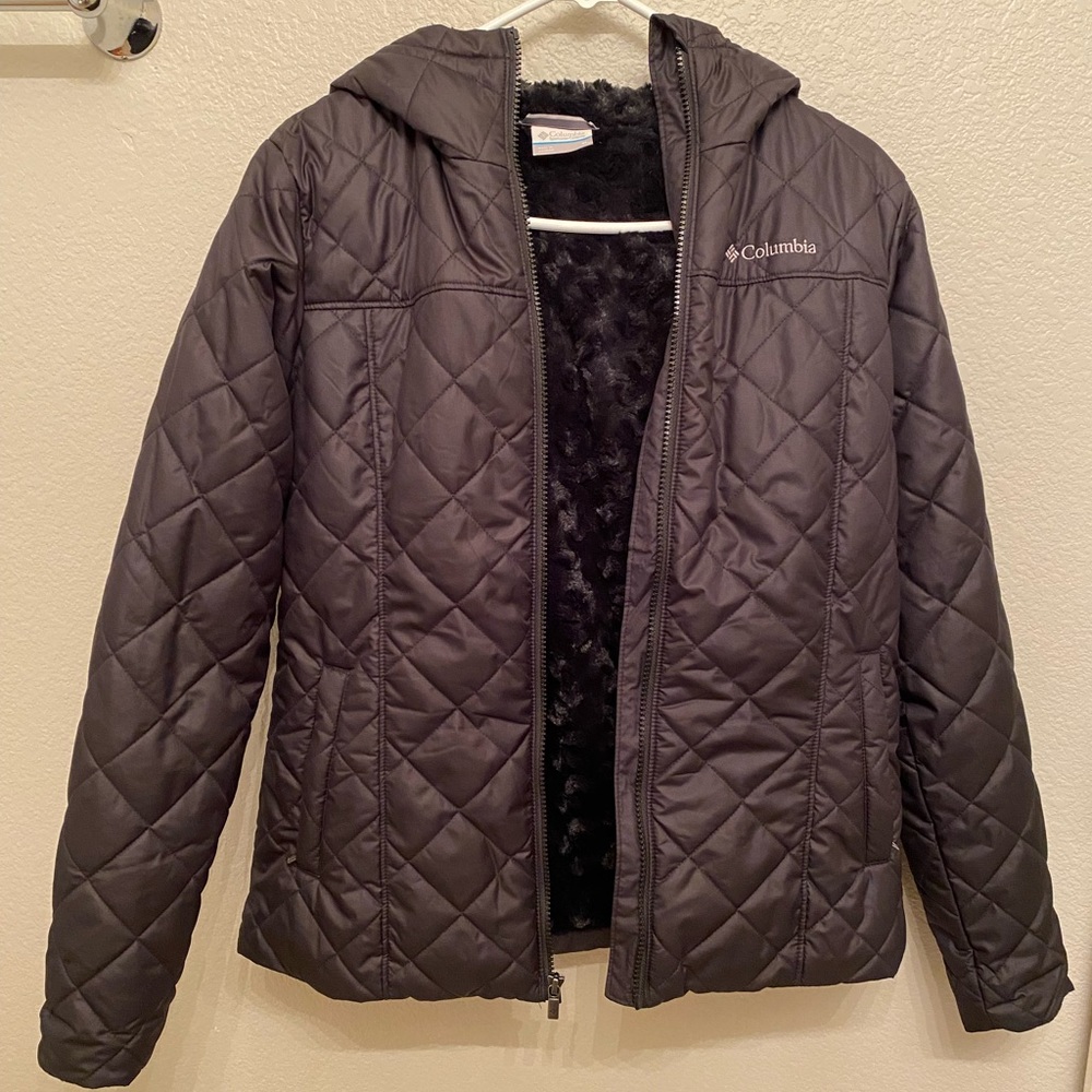 Women's Black Columbia Copper Crest Hooded Quilted Jacket Size Medium